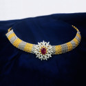Two-Tone Designer Bridal CZ Ruby Choker