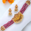 Ethnic Matte Lakshmi Ruby Emerald Choker Set