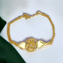 Gold Plated Kids Floral White Stone Bracelet