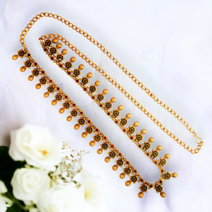 Exquisite Antique Kemp Stone Floral Bridal Hip Chain