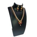 Exquisite Gold Plated Ruby Pearl Necklace Set