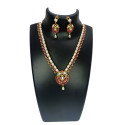 Exquisite Gold Plated Ruby Pearl Necklace Set