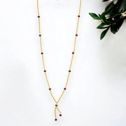 Gold Plated Stone Cutting Chain Necklace