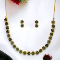 Single Line Floral American Diamond Necklace Set