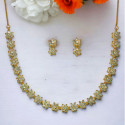 Single Line Floral American Diamond Necklace Set