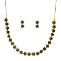 Single Line Floral American Diamond Necklace Set