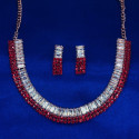 Stylish Rose Gold Finish Dual Colour Stone Necklace Set