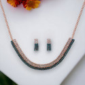 Stylish Rose Gold Finish Dual Colour Stone Necklace Set