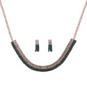 Stylish Rose Gold Finish Dual Colour Stone Necklace Set