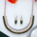 Stylish Rose Gold Finish Dual Colour Stone Necklace Set