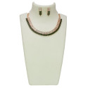 Stylish Rose Gold Finish Dual Colour Stone Necklace Set