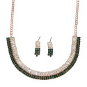 Stylish Rose Gold Finish Dual Colour Stone Necklace Set