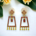 Enchanting Gold Plated Ruby Stones Drops Earrings