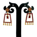 Enchanting Gold Plated Ruby Stones Drops Earrings