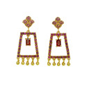Enchanting Gold Plated Ruby Stones Drops Earrings