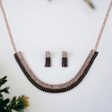 Stylish Rose Gold Finish Dual Colour Stone Necklace Set
