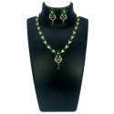 Enchanting Gold-Plated Emerald American Diamond Necklace Set