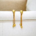 Designer Button Stud Box Chain Hanging Golden Drop Earrings