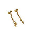 Designer Button Stud Box Chain Hanging Golden Drop Earrings