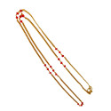 Thin Gold Plated Red Crystal Beads Link Chain