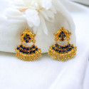Trendy Gold Plated Blue Sapphire Dangling Earrings