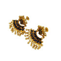 Trendy Gold Plated Blue Sapphire Dangling Earrings