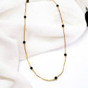 Elegant Black Crystal Gold Plated Box Chain -18 Inch
