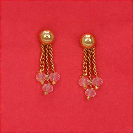 Cute White Crystal Chain Drop Earrings