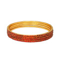 Trendy Gold Plated Stone Floral Thin Bangles