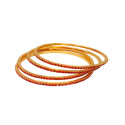 Trendy Gold Plated Stone Floral Thin Bangles