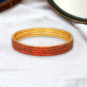 Trendy Gold Plated Stone Floral Thin Bangles