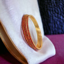 Trendy Gold Plated Stone Floral Thin Bangles