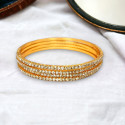 Trendy Gold Plated Stone Floral Thin Bangles