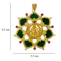 Ethnic Gold Plated Lakshmi Floral Green Palakka Pendant