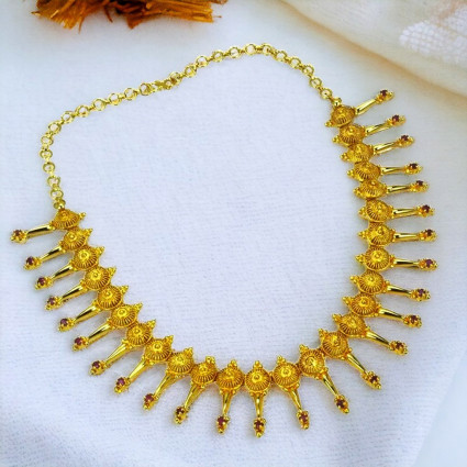 Gold Plated Designer Ruby Spike Necklace