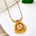 Ethnic Gold Plated Ruby Stones Lakshmi Pendant Necklace