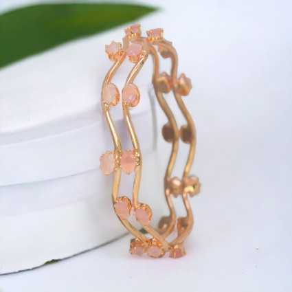 Adorable Rose Gold Plated American Diamond Stone Bangles