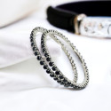 Elegant Rhodium Plated Black CZ Stone Bangles