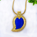 Classic Premium Gold Plated CZ Blue Mango Pendant