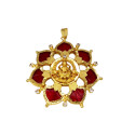 Ethnic Gold Plated Lakshmi Floral Green Palakka Pendant