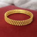 Trendy Gold Plated Three Line Twisted Bangle