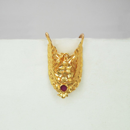 South Indian Gold Plated Ruby Stone Vanki Finger Ring