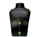 Christian Red Beads Gold Plated Rosary Chain