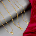 Delicate Gold Plated Chain With Heart Pendant Combo