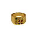 Men's Gold plated Navaratna Finger Ring