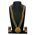 Ethnic Antique Lakshmi-Peacock Pearls Long Necklace Set