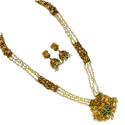 Ethnic Antique Lakshmi-Peacock Pearls Long Necklace Set