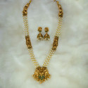 Ethnic Antique Lakshmi-Peacock Pearls Long Necklace Set