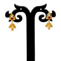 Cute Gold Plated Very Small Kids Ruby CZ Jhumka