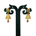 Small Gold Plated Ruby Emerald Jhumki Earrings